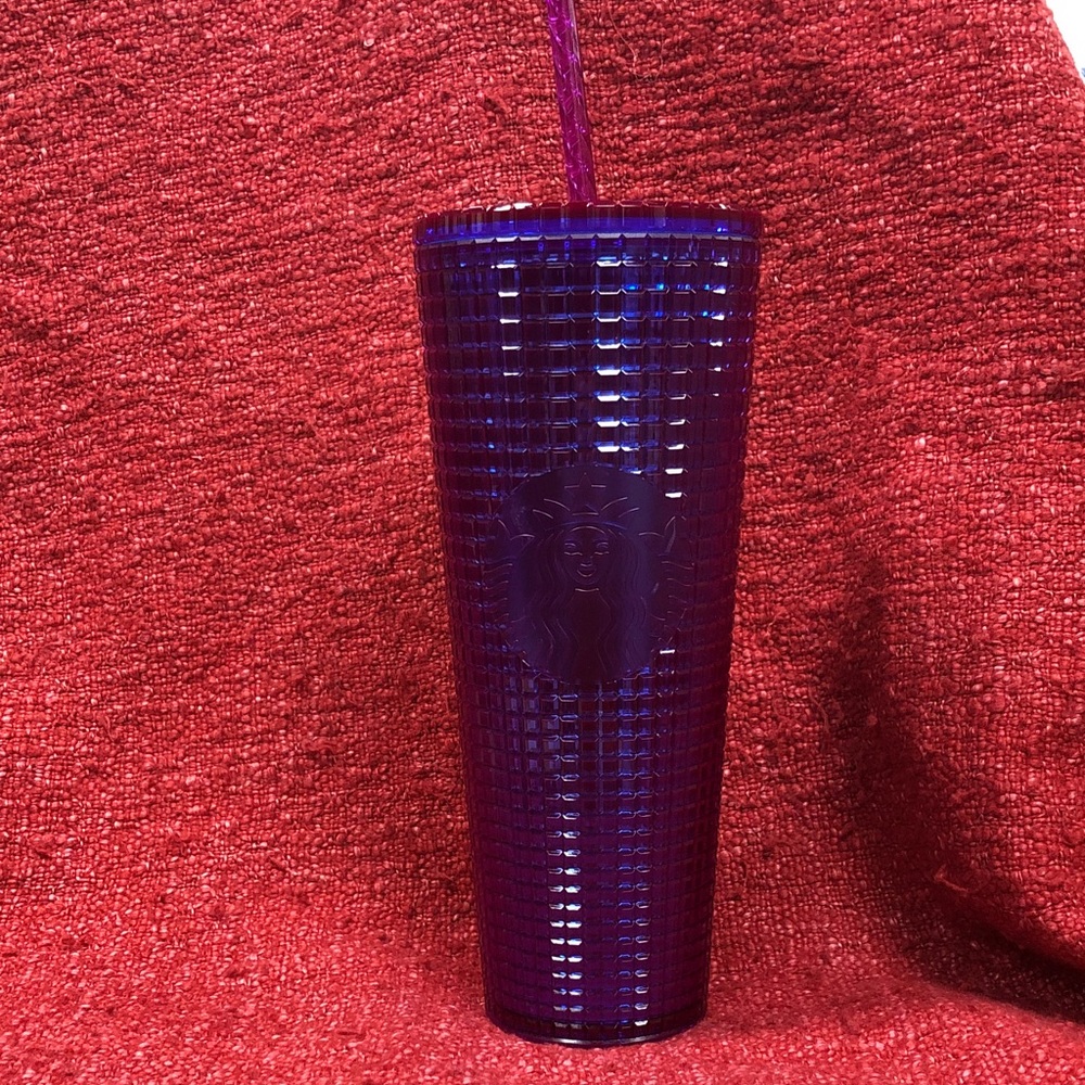Starbucks Deep Iridescent Purple Grid Textured Tumbler with Straw